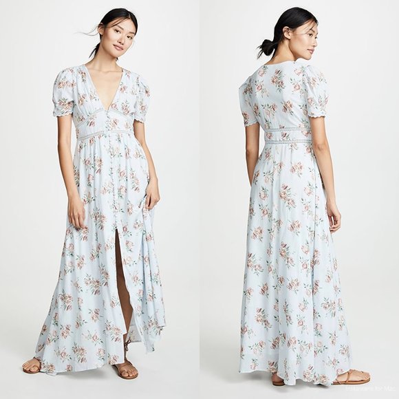 LoveShackFancy Dresses & Skirts - Loveshackfancy Stacy Duster Blue Floral Dress